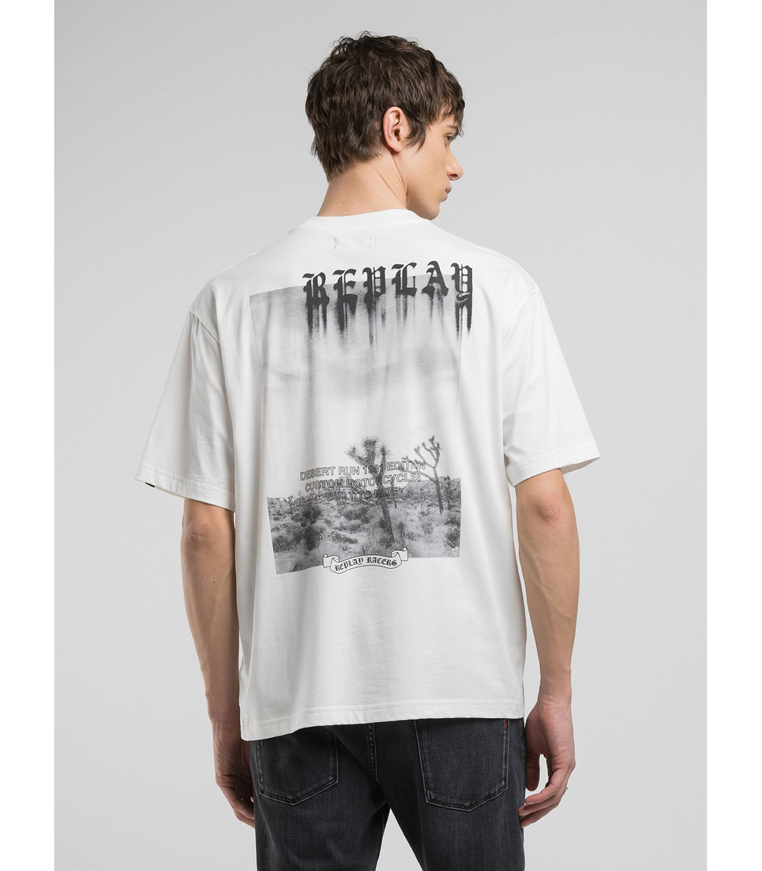 オーバーフィット ベーシックジャ－ジーコットンプリントTシャツ 詳細画像 ホワイト 2